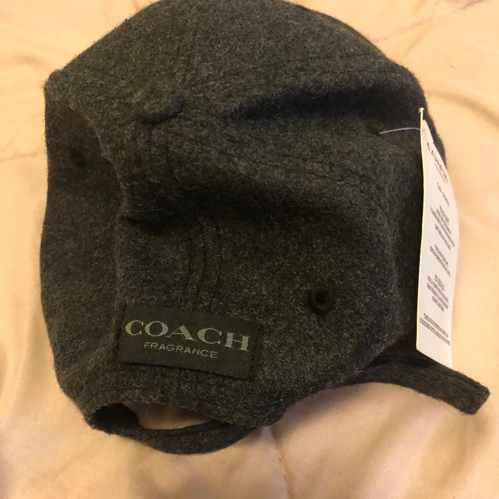 COACH grey wool cap hat - Picture 3 of 5